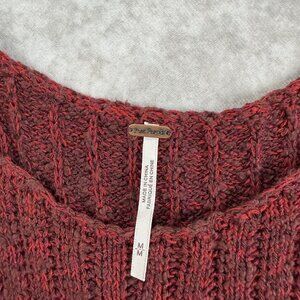 Free People Burgundy Knit Sleeveless Tiered Midi Dress M